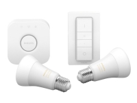 Philips Hue White ambiance Starter Kit - Trådløst lyssett - LED-lyspære x 2 - E27 - total: 18 W (ekvivalent 120 W) - klasse A+ - varmt til kaldt hvitt lys - 2200-6500 K
