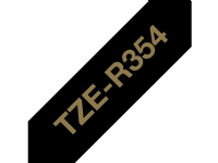 Brother TZe-R354 gavebånd 24mm x 4m - guld på sort satinbånd