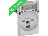 LAURITZ KNUDSEN FUGA® stikkontakt hospital 2-polet med jord 1,5 modul, uden afdækning.