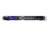 QNAP QGD-1600P - Switch - smart - 4 x 10/100/1000 (PoE++) + 10 x 10/100/1000 (PoE+) + 2 x Gigabit SFP (PoE+)-kombinasjon - rackmonterbar - PoE++ (370 W)