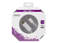 DELTACO USBC-HDMI1011-K - Ekstern videoadapter - USB-C - HDMI - svart, hvit