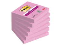 Super sticky notes post-it tropical pink, 76 x 76 mm, pakke a 6 stk.
