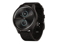 Garmin vívomove Style - 42 mm - grafittaluminium - smartklokke med bånd - vevet nylon - svart pepper - håndleddstørrelse: 125-190 mm - Bluetooth, ANT+ - 25.5 g