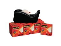 Scotch® c60 tapedispenser sort + scotch® crystal tape, 10 ruller, 19 mm x 33 m