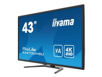 iiyama ProLite X4373UHSU-B1 - LED-skjerm - 43 (42.5 synlig) - 3840 x 2160 4K @ 60 Hz - VA - 400 cd/m² - 4000:1 - 3 ms - 2xHDMI, DisplayPort, Mini DisplayPort - høyttalere - matt svart