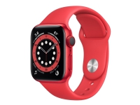 Apple Watch Series 6 (GPS + Cellular) - (PRODUCT) RED - 40 mm - rød aluminium - smartklokke med sportsbånd - fluorelastomer - rød - båndbredde: S/M/L - 32 GB - Wi-Fi, Bluetooth - 4G - 30.5 g