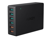 Aukey PA-T11 - Strømadapter - 60 watt - 3 A - AiPower, QC 3.0 - 6 utgangskontakter (USB)