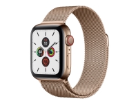 Apple Watch Series 5 (GPS + Cellular) - 40 mm - gyllen rustfritt stål - smartklokke med fint strikket løkke - stålnett - gull - håndleddstørrelse: 130-180 mm - 32 GB - Wi-Fi, Bluetooth - 4G - 40.6 g