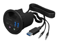 ICY BOX IB-HUB1403B - Hub - 2 x SuperSpeed USB 3.0 + 2 x USB-C - kan monteres i flukt