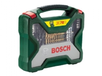 Bosch X-Line Titanium - Sett for skrutrekker, borspiss og sokler - for tre, metall, murverk - 70 deler - torx, phillips, pozidriv, hex, slot - 5 mm, 6 mm, 7 mm, 8 mm, 9 mm, 10 mm, 4 mm - lengde: 50 mm, 25 mm
