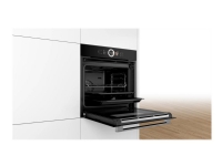 Bosch Serie | 8 HSG636BB1 - Ovn - med dampfunksjon - innebygd - fordypning - bredde: 56 cm - dybde: 55 cm - høyde: 58.5 cm - med selvrens - Klasse A+ - svart