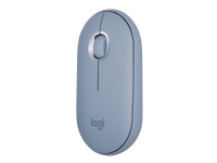 Logitech Pebble M350 - Mus - optisk - 3 knapper - trådløs - Bluetooth, 2.4 GHz - USB trådløs mottaker - blågrå