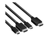 Club 3D CAC-1630 - Adapterkabel - HDMI, Micro-USB type B (kun strøm), Mini DisplayPort, USB-C til HDMI hann - 2.355 m - 4K-støtte, aktiv