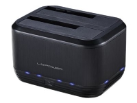 LC Power LC-DOCK-U3-III - HDD-dokkestasjon med på/av-strømbryter, klonefunksjon - brønner: 2 - 2,5 / 3,5 delt - SATA - 500 MBps - USB 3.0 - svart