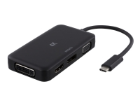 DELTACO USBC-MULTI - Ekstern videoadapter - USB-C 3.1 - DVI, HDMI, DisplayPort, VGA - svart