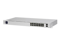 Ubiquiti UniFi Switch USW-16-POE - Switch - Styrt - 16 x 10/100/1000 (8 PoE+) + 2 x Gigabit SFP - stasjonær, rackmonterbar - PoE+ (42 W)