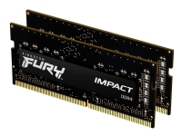 Kingston FURY Impact - DDR4 - sett - 16 GB: 2 x 8 GB - SO DIMM 260-pin - 2666 MHz / PC4-21300 - CL15 - 1.2 V - ikke-bufret - ikke-ECC - svart