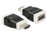 Delock - Video/audio-adapter - HDMI hann til HD-15 (VGA), ministereojakk hunn - svart, hvit