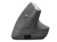 Logitech MX Vertical - Vertikal mus - ergonomisk - optisk - 6 knapper - trådløs, kablet - Bluetooth, 2.4 GHz - USB trådløs mottaker - grafitt
