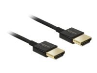Delock Slim High Quality - HDMI-kabel med Ethernet - HDMI hann til HDMI hann - 25 cm - trippel beskyttelse - svart - 4K-støtte