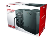 Trust Paxxon - UPS - AC 220-240 V - 900 watt - 1500 VA - 12 Ah - USB - utgangskontakter: 4