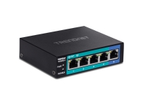 TRENDnet TE-GP051 - Switch - ikke-styrt - 4 x 10/100/1000 (PoE) + 1 x 10/100/1000 - stasjonær - PoE+ (35 W)