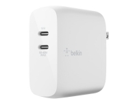 Belkin BOOST CHARGE - Strømadapter - 68 watt - 3 A - Fast Charge - 2 utgangskontakter (USB-C) - hvit