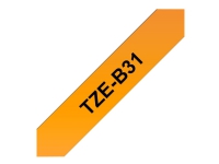 Brother TZe-B31 - Svart på fluorescerende oransje - Rull (1,2 cm x 5 m) 1 cassette(s) laminert teip - for Brother PT-D210, D600, H110 P-Touch PT-1005, 1010, D450, D800, H110, P300, P900, P950