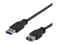 DELTACO USB3-241 - USB-forlengelseskabel - USB-type A (hunn) til USB-type A (hann) - USB 3.1 Gen 1 - 1 m - svart