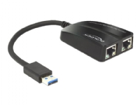 Delock Adapter USB 3.0 > 2 x Gigabit LAN 10/100/1000 Mb/s - Nettverksadapter - USB 3.0 - Gigabit Ethernet x 2