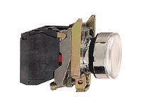 SCHNEIDER ELECTRIC Lampetryk komplet med LED og plan trykflade med fjeder-retur i hvid farve 24VAC/DC forsyning 1xNO+1xNC