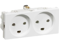 LAURITZ KNUDSEN FUGA® dobbelt stikkontakt 2 modul, 2 polet m/jord og 2 tændinger hvid.