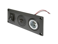ProCar Einbausteckdose mit USB-C/A Doppelsteckdose schaltbar + 1 Powersteckdose 12 V, 24 V 20 A 2-leder