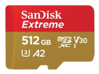 SanDisk Extreme - Flashminnekort (microSDXC til SD-adapter inkludert) - 512 GB - A2 / Video Class V30 / UHS-I U3 / Class10 - microSDXC UHS-I