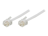 DELTACO DEL-163F - Telefonkabel - RJ-11 (hann) til RJ-11 (hann) - 10 m - hvit