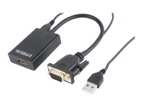 Cablexpert A-VGA-HDMI-01 - Video/lyd-adaptersett - svart - 1080p-støtte, active chip