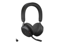 Jabra Evolve2 75 - Hodesett - on-ear - Bluetooth - trådløs, kablet - aktiv støydemping - USB-C - lydisolerende - svart - med ladestativ - Certified for Microsoft Teams