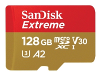 SanDisk Extreme - Flashminnekort - 128 GB - A2 / Video Class V30 / UHS-I U3 / Class10 - microSDXC UHS-I