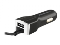 Qoltec - Bilstrømadapter - 17 watt - 3.4 A - 2 utgangskontakter (USB, USB-C) - svart