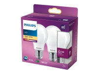 Philips - LED-lyspære - form: A60 - mattslipt finish - E27 - 7 W (ekvivalent 60 W) - klasse E - varmt hvitt lys - 2700 K