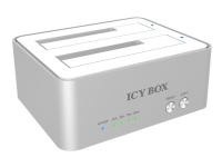 RaidSonic ICY BOX IB-120CL-U3 - HDD-dokkestasjon med dataindikator, strømindikator, EasySwap Mechanism, på/av-strømbryter, klonefunksjon - 2,5 / 3,5 delt - SATA - RAID JBOD - USB 3.0 - hvit, sølv