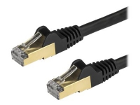 StarTech.com 1m CAT6A Ethernet Cable, 10 Gigabit Shielded Snagless RJ45 100W PoE Patch Cord, CAT 6A 10GbE STP Network Cable w/Strain Relief, Black, Fluke Tested/UL Certified Wiring/TIA - Category 6A - 26AWG (6ASPAT1MBK) - Koblingskabel - RJ-45 (hann)