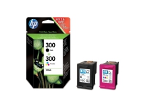 HP 300 2-pakning svart/trefargers originale blekkpatroner, Pigmentbasert blekk, Fargestoffbasert blekk, 200 sider, 165 sider, 2 stykker, Kombinasjonspakke