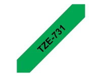 Brother TZe-731 - Sort på grønt - Rull (1,2 cm x 8 m) 1 cassette(s) laminert teip - for Brother PT-D210, D600, H110, P750 P-Touch PT-1005, D450, H110 P-Touch Cube Pro PT-P910
