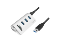 LogiLink CR0045, USB 3.2 Gen 1 (3.1 Gen 1) Type-A, USB 3.2 Gen 1 (3.1 Gen 1) Type-A, MicroSD (TransFlash),SD, 5000 Mbit/s, Sølv, Aluminium