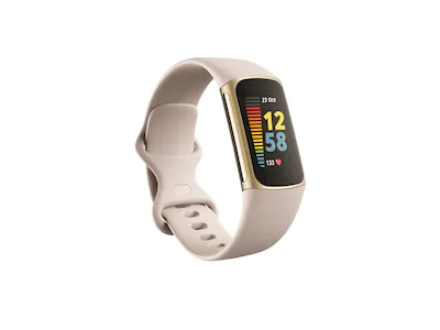 Fitbit Charge 5 aktivitetsarmbånd - lunar white/gold