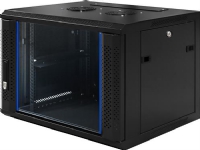 Deltaco 19-6409, 9U, Veggmonterbar hylle, 60 kg, Svart, Glass,SPCC, Glass