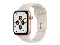 Apple Watch SE (GPS + Cellular) - 44 mm - gullaluminium - smartklokke med sportsbånd - fluorelastomer - stjernelys - båndbredde: Regular - 32 GB - Wi-Fi, Bluetooth - 4G - 36.36 g