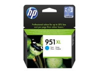 HP 951XL høy kapasitet cyan original blekkpatron, Høyt (XL) utbytte, Pigmentbasert blekk, 24 ml, 1500 sider, 1 stykker