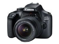 Canon EOS 4000D - Digitalkamera - SLR - 18.0 MP - APS-C - 1080 p / 30 fps - 3optisk x-zoom EF-S 18-55 mm III og EF 75-300 mm III linser - Wi-Fi - svart